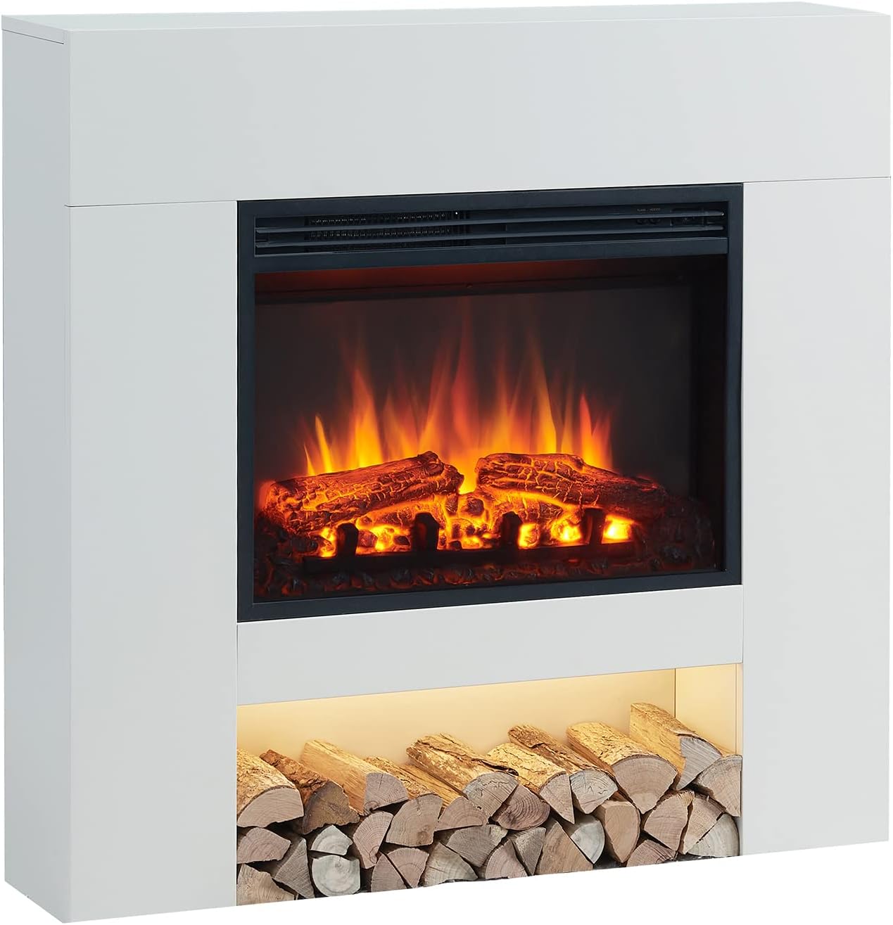 LegendFlame® Georgia Electric Fireplace with 37" Mantel Surround and Jaden 23" Insert, Cream White Finish