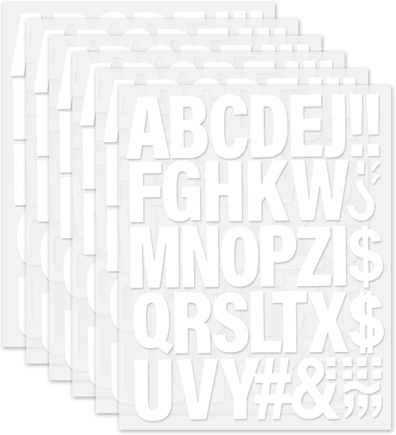 White Iron on Letters for Clothes, 2 Inch Iron-on Heat Transfer Vinyl Letters for Clothing T Shirts Alphabets Name Printing 6 Sheets