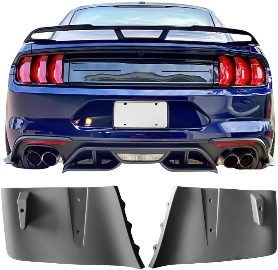 IKON MOTORSPORTS, Rear Bumper Diffuser Valance Compatible with 2018-2023 Ford Mustang GT, Aero Foil Kit Pair