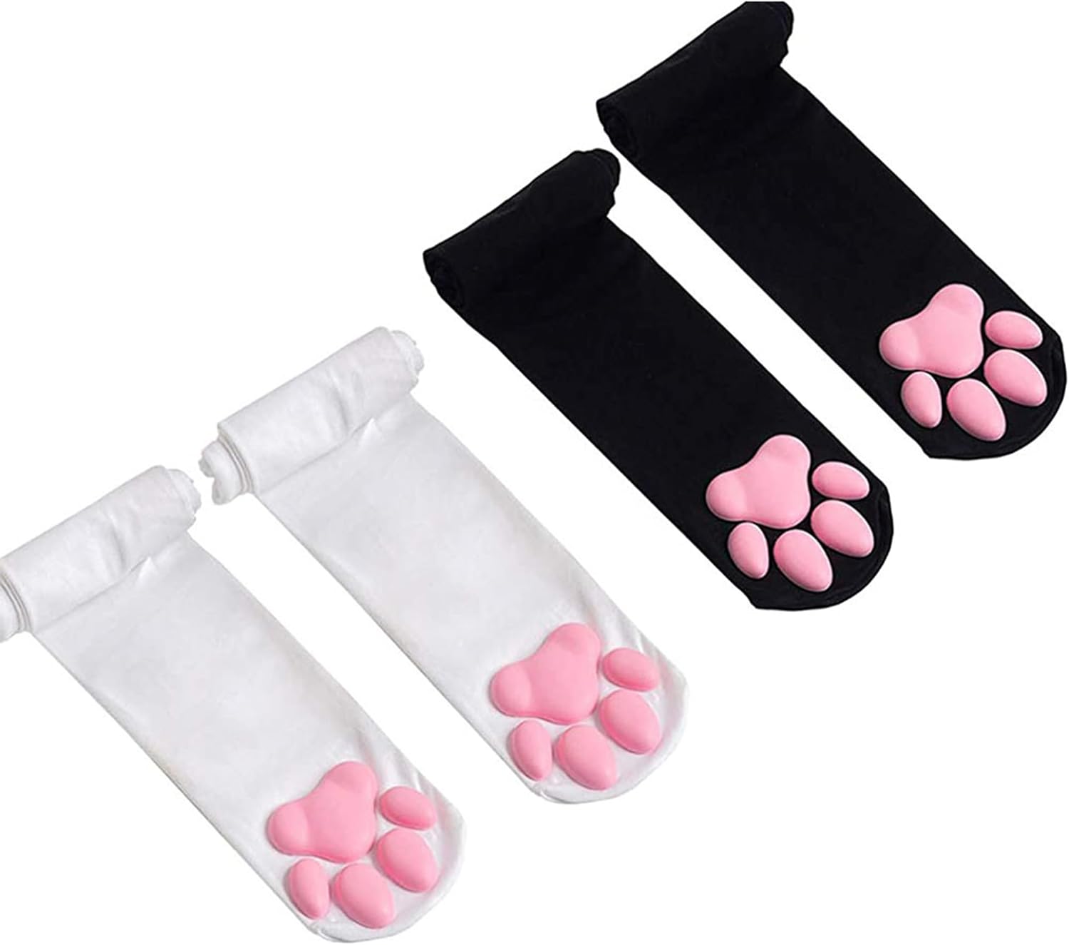 Cat Paw Socks, Thigh High Soft 3D Paw Pad Toe Beans Stockings for Women Cat Cosplay