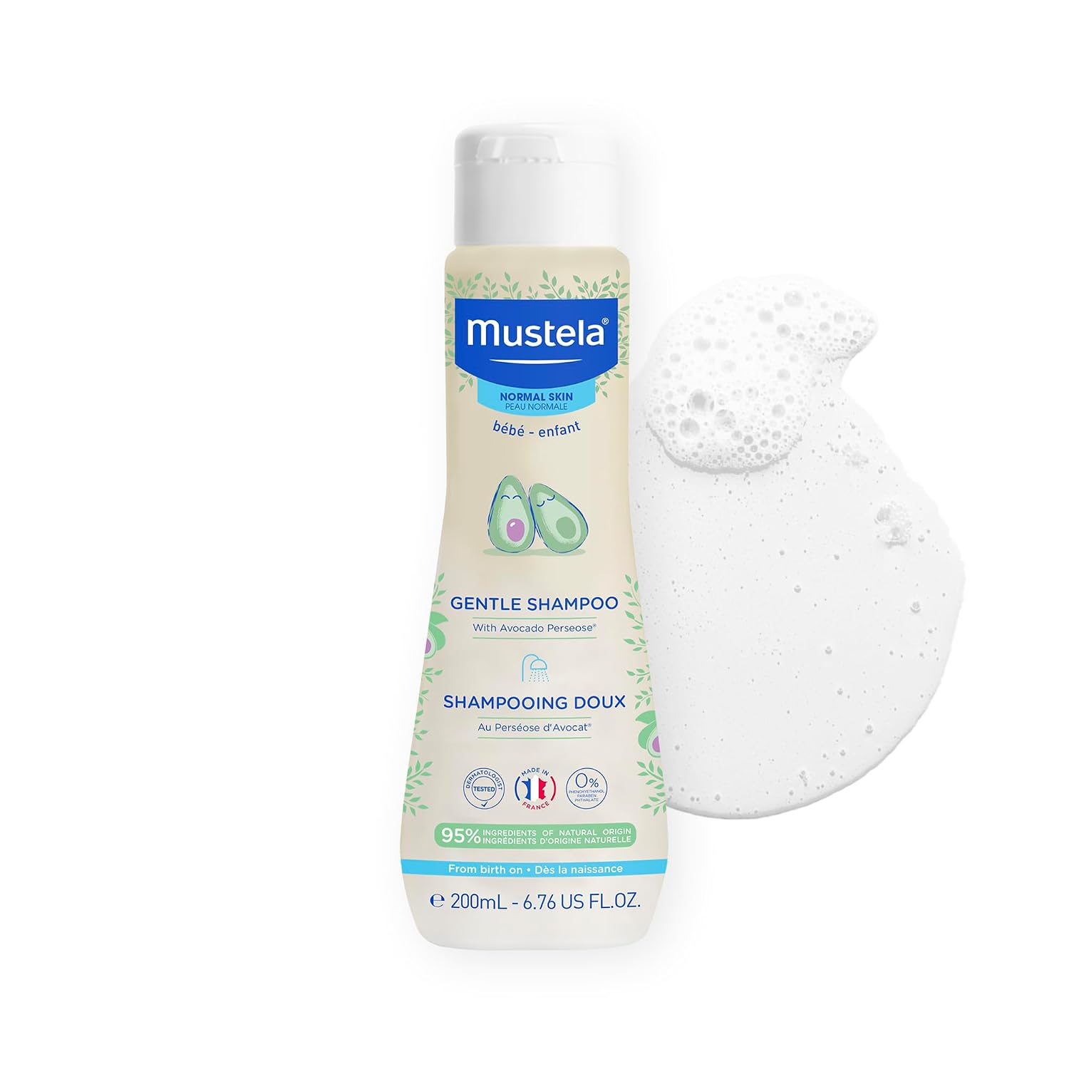 Mustela Baby Gentle Shampoo with Natural Avocado - Hair Care for Kids of all Ages & Hair Types - Tear-Free & Biodegradable Formula - Various Sizes - 1 or 2-Pack
