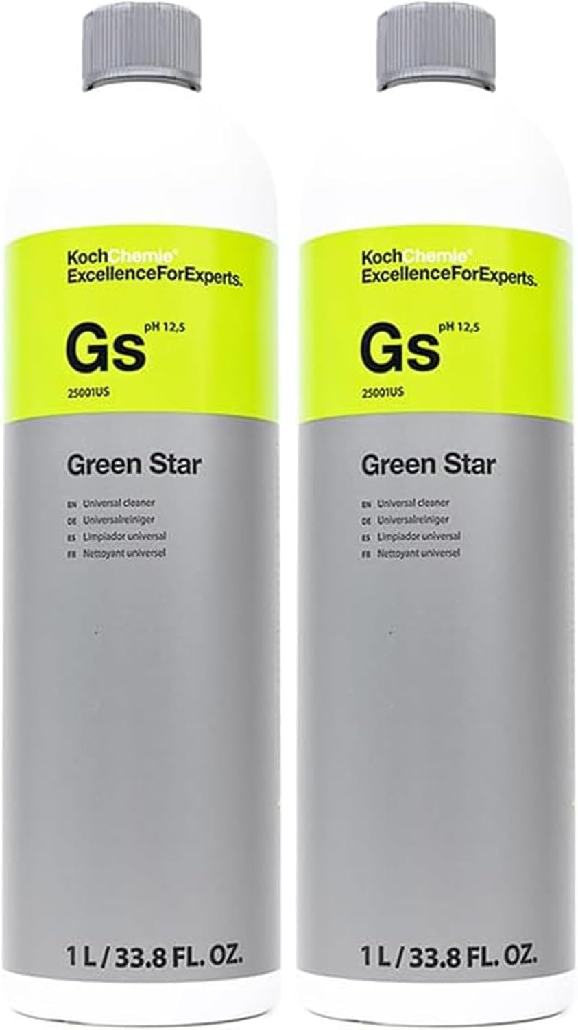 KOCHCHEMIE Green Star - Highly Concentrated Universal Cleaner; NTA, Phosphate, and Solvent Free, Clean Auto Interiors and Exteriors, Engines, Commercial, Home, and Industrial Use (1 Liter) (Pack of 2)