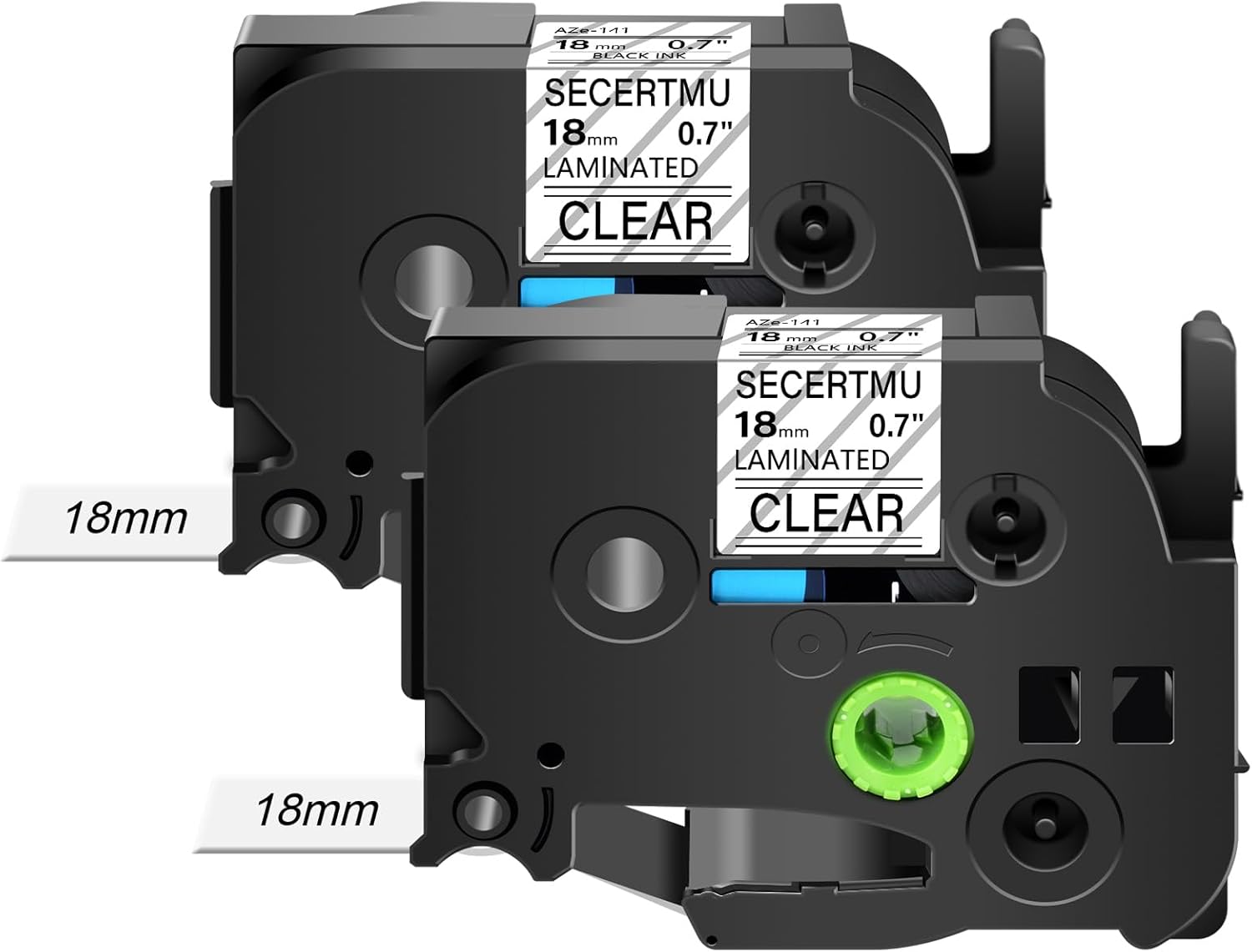 2 PC Label Tape Compatible for P-Touch TZe-141 TZ-141 AZE-141 18mm 0.7'' x 26.2ft Laminated Tape,Replacement for Ptouch PT-H110 PT-D220 PT-P700 PT-E550W PT-H300 Label Maker,Black on Clear