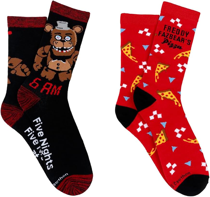 Everything Legwear Five Nights at Freddy's Crew Socks (2 Pair) - Freddy Pizza - One Size Fits Most