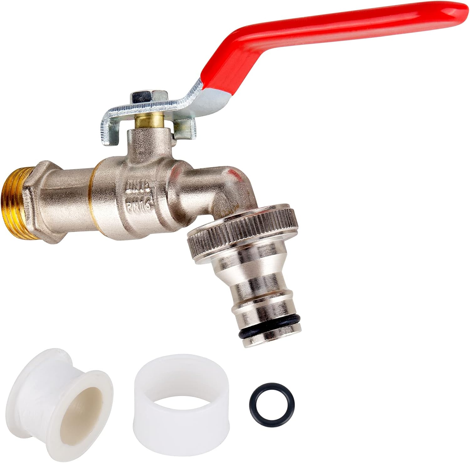 Bibcock Output Garden Tap 1/2 inch Brass Water Faucet Rust and Frost Proof Outdoor Water Faucet for Garden with 2 * Free Hose Connectors, 1x Roll Sealing Tape