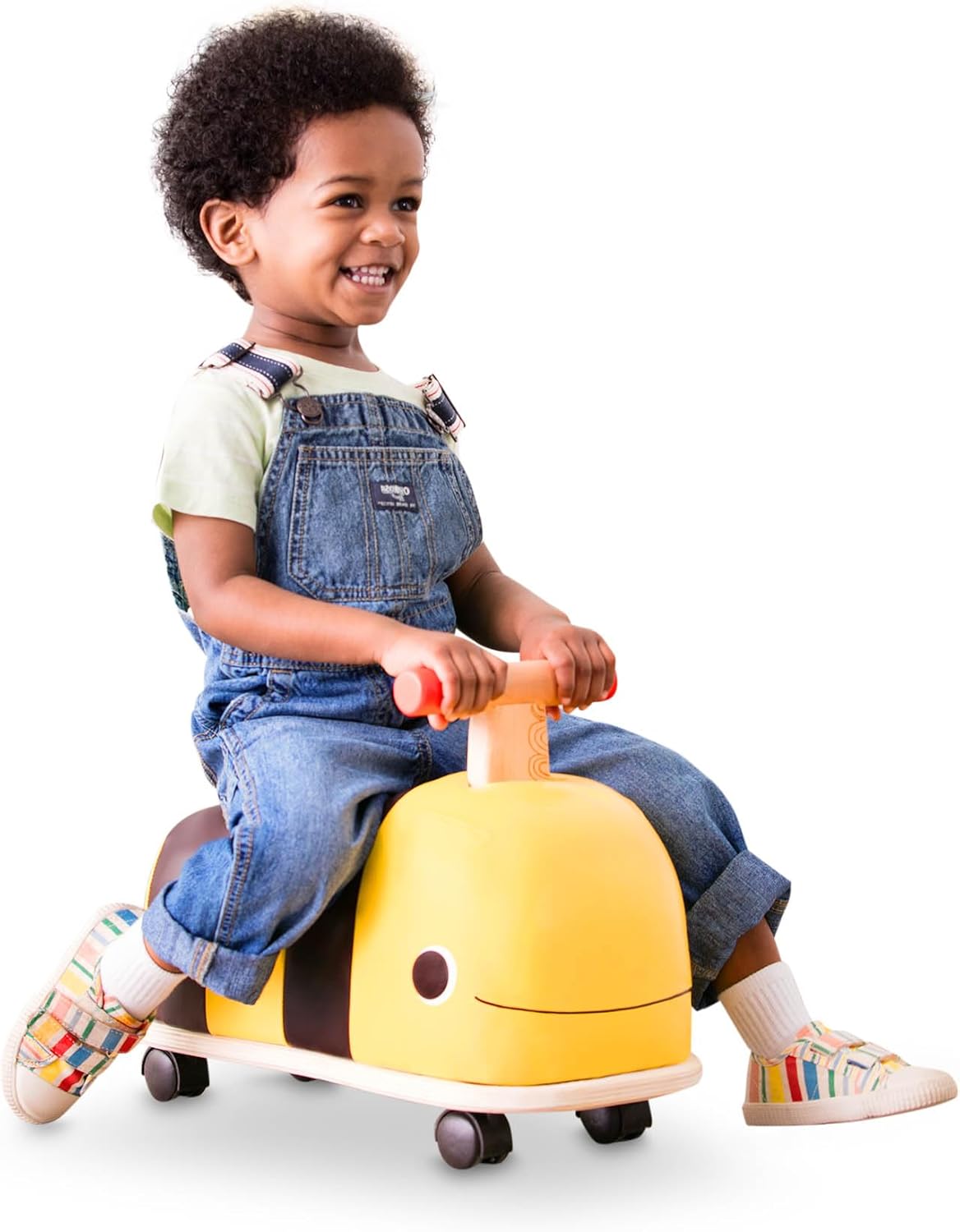 B. toys – Boom Buggy – Ride On – Wooden Ride On for Toddlers – Handle & 4 Smooth Wheels – Push & Roll Bee – 18+ Months