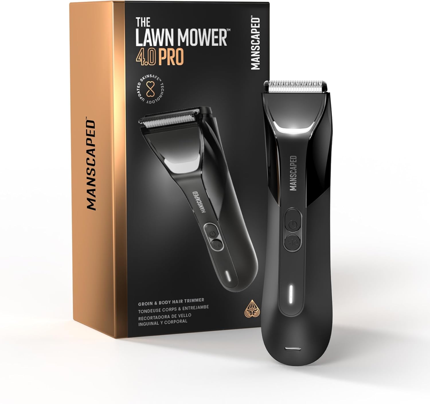 MANSCAPED® The Lawn Mower® 4.0 PRO - Groin & Body Hair Trimmer, Updated SkinSafe® Trimmer Blade, Waterproof Wet/Dry Groomer, USB-C & Wireless Charging Compatible, Men’s Ball Shaver with Travel Lock