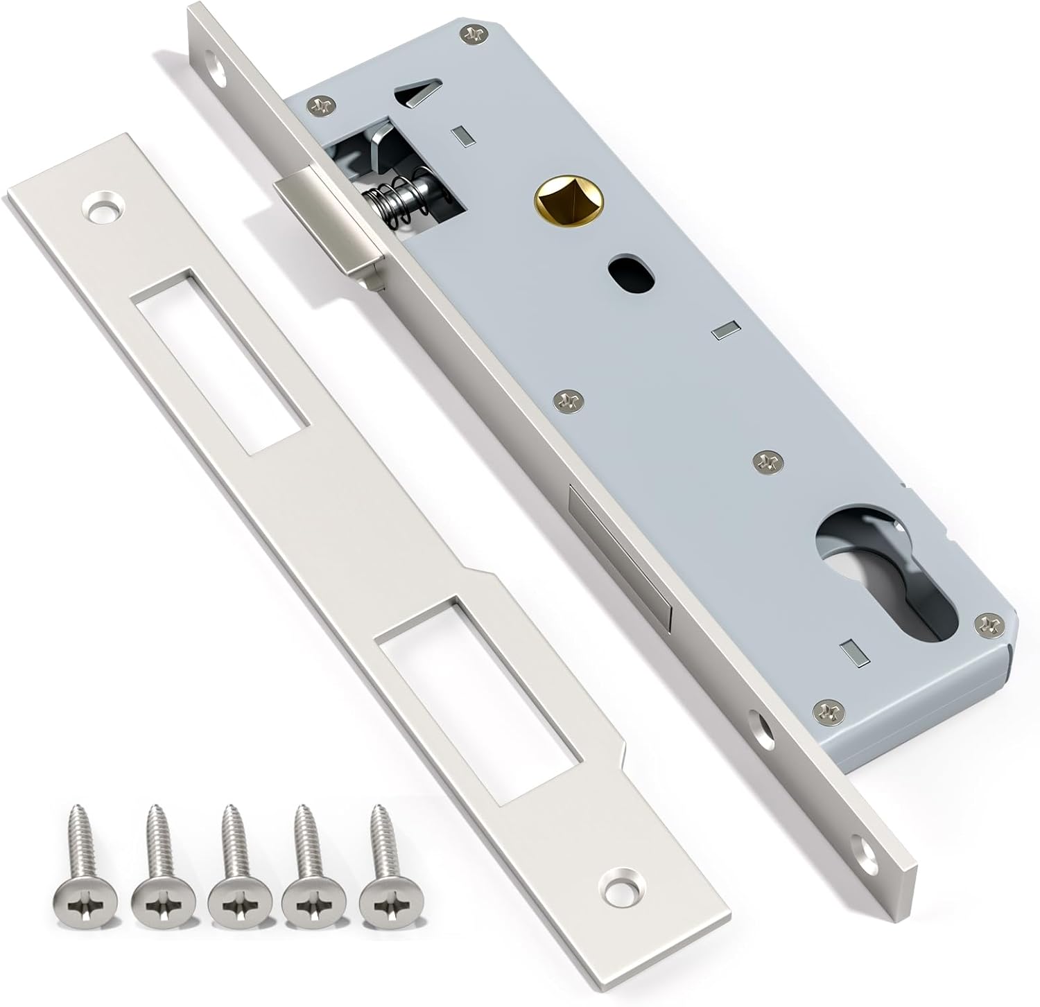 Bwintech 1 Pcs Stainless Steel 9230 Mortice Lock, 92MM Center 30MM Backset Lock Body, Satin Nickel Frame Door Lock for Internal and External Doors