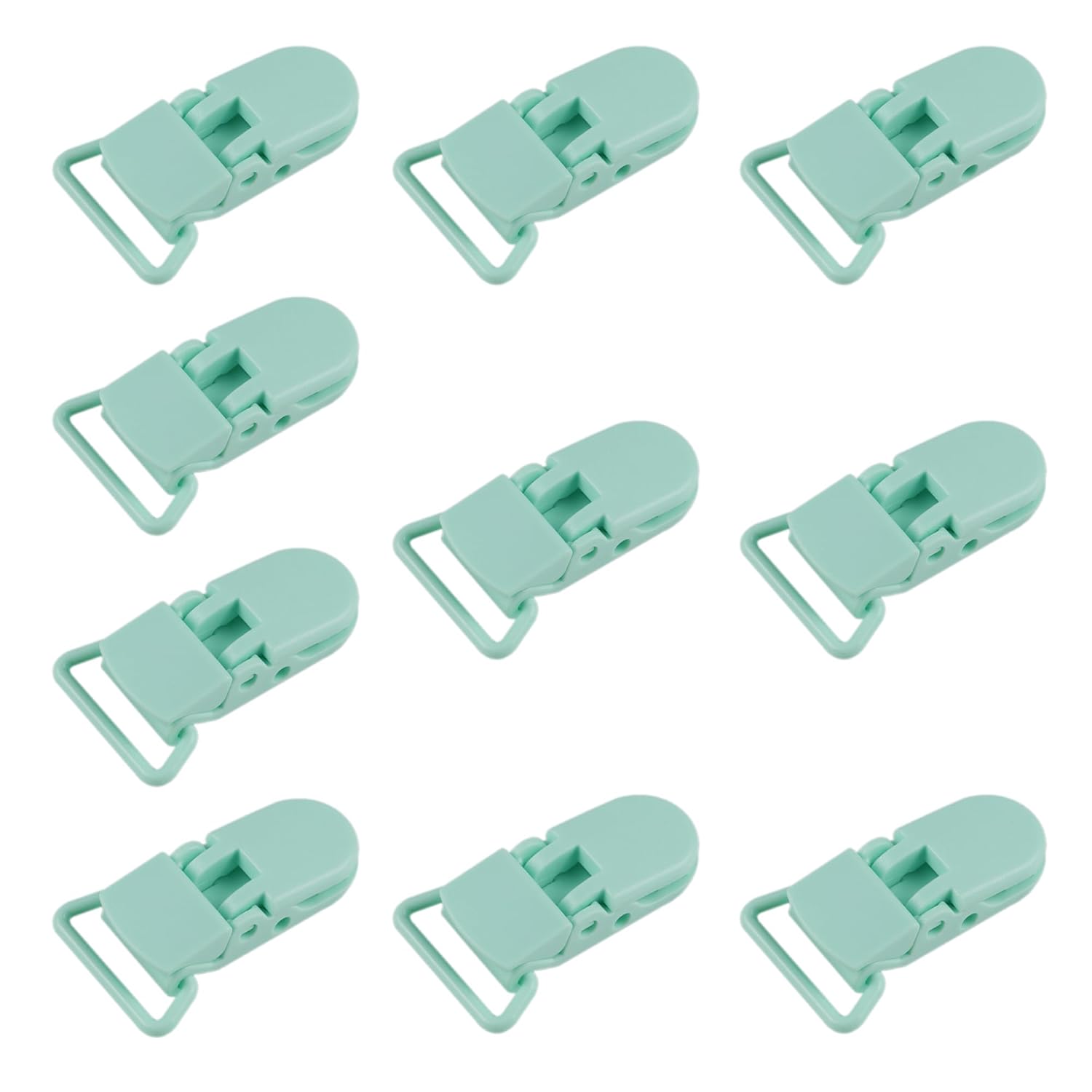 10-Pack Pacifier Clip Replacement Ends - BPA-Free Plastic Fasteners for DIY Baby Crafts, Sewing Bibs & Blankets Straps (3/4 Inch, Light-Green)