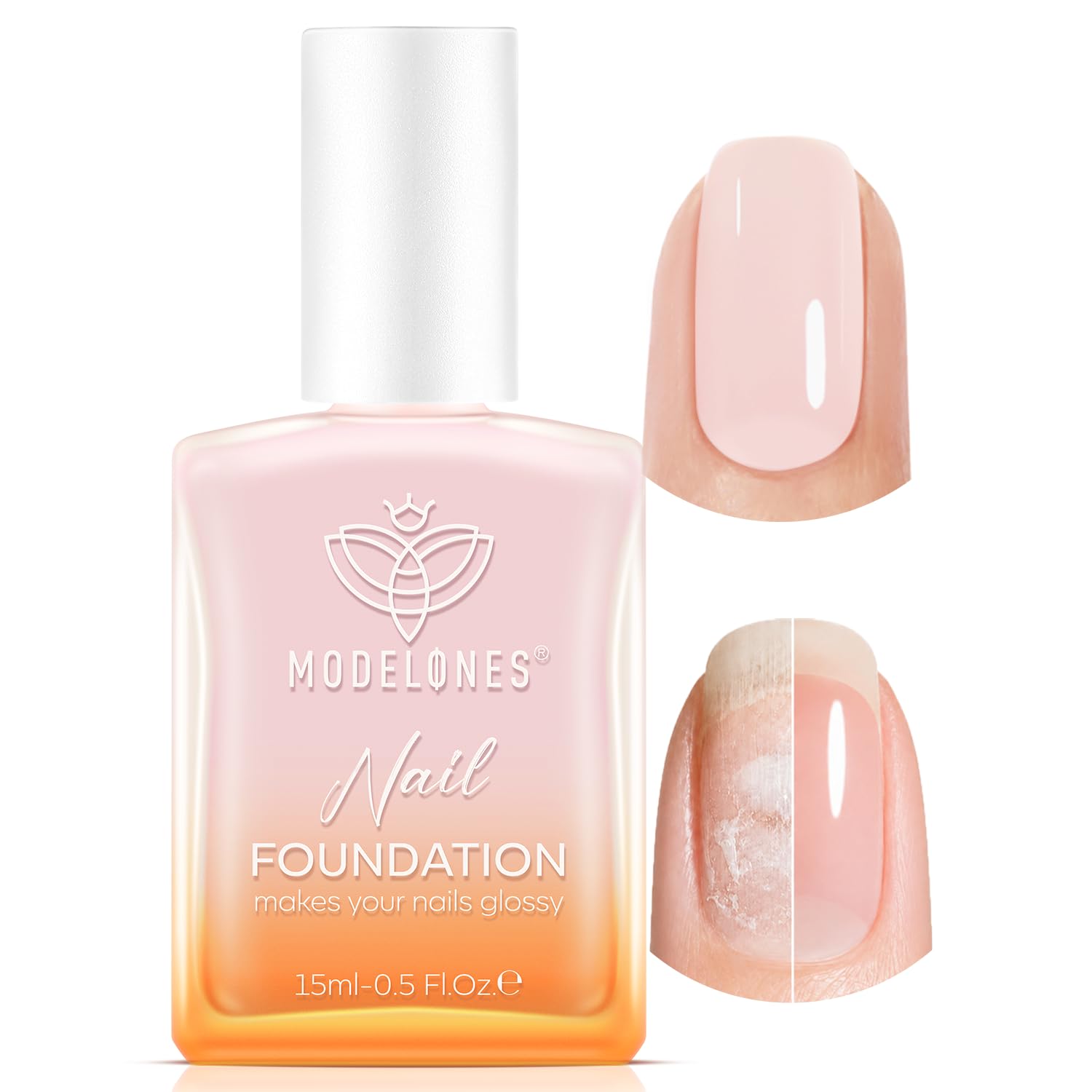 modelones Nail Strengthener and Growth Pale Pink Nail Polish Nail Hardener Extra Strong and Growth Nail Growth Polish Natural Concealer Foundation Toenails & Nail Care Gifts for Women