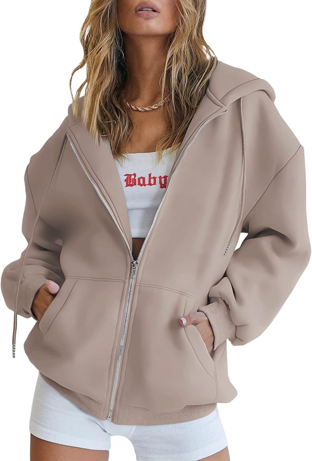 AUTOMET Womens Zip Up Y2K Hoodies Long Sleeve Fall Oversized Casual Sweatshirts Fleece Jacket with Pockets