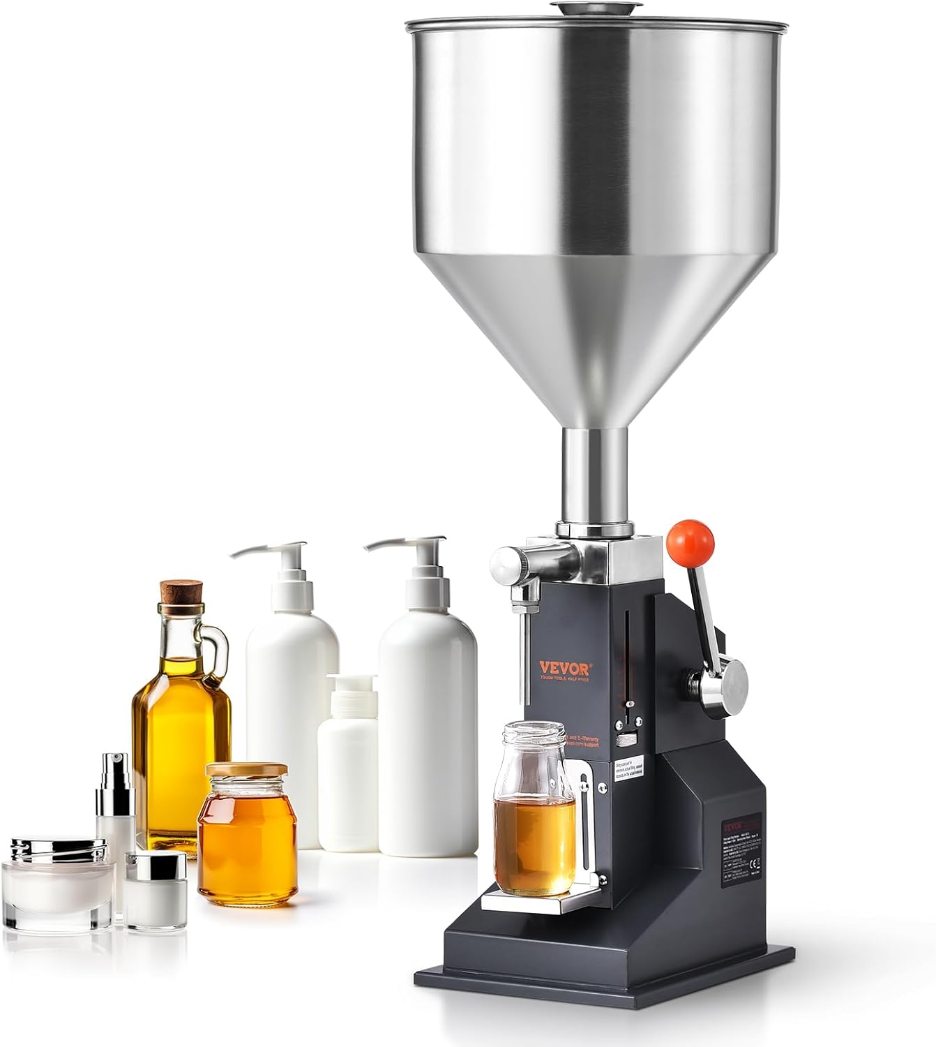 VEVOR A03 Pro Manual Paste Liquid Filling Machine, 5-100ml Adjustable Bottle Filler Machine with 11.5L Hopper for Filling Paste/Cream/Cosmetic/Perfume/Drink/Medicine/Shampoo/Lip Gloss