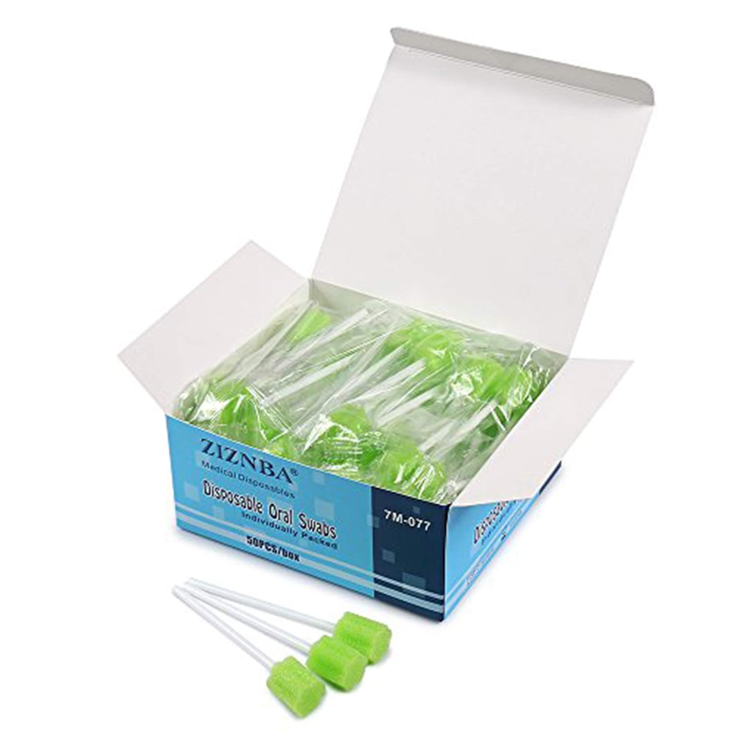 (50 Pack) Disposable Oral Swabs, Sterile Dental Sponge Swabsticks Unflavored for Mouth & Gum Cleaning