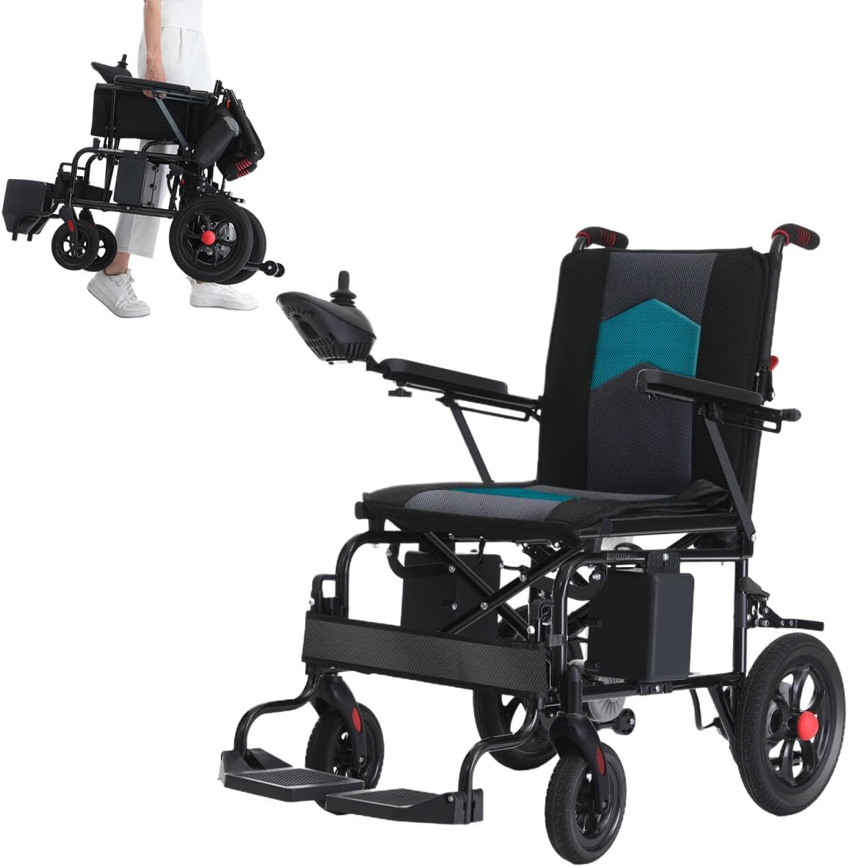 Electric Wheelchair,All Terrain Motorized Wheelchair for Seniors,Long Range Lightweight Foldable Electric Wheelchair15 Mile Range, 500W Motor