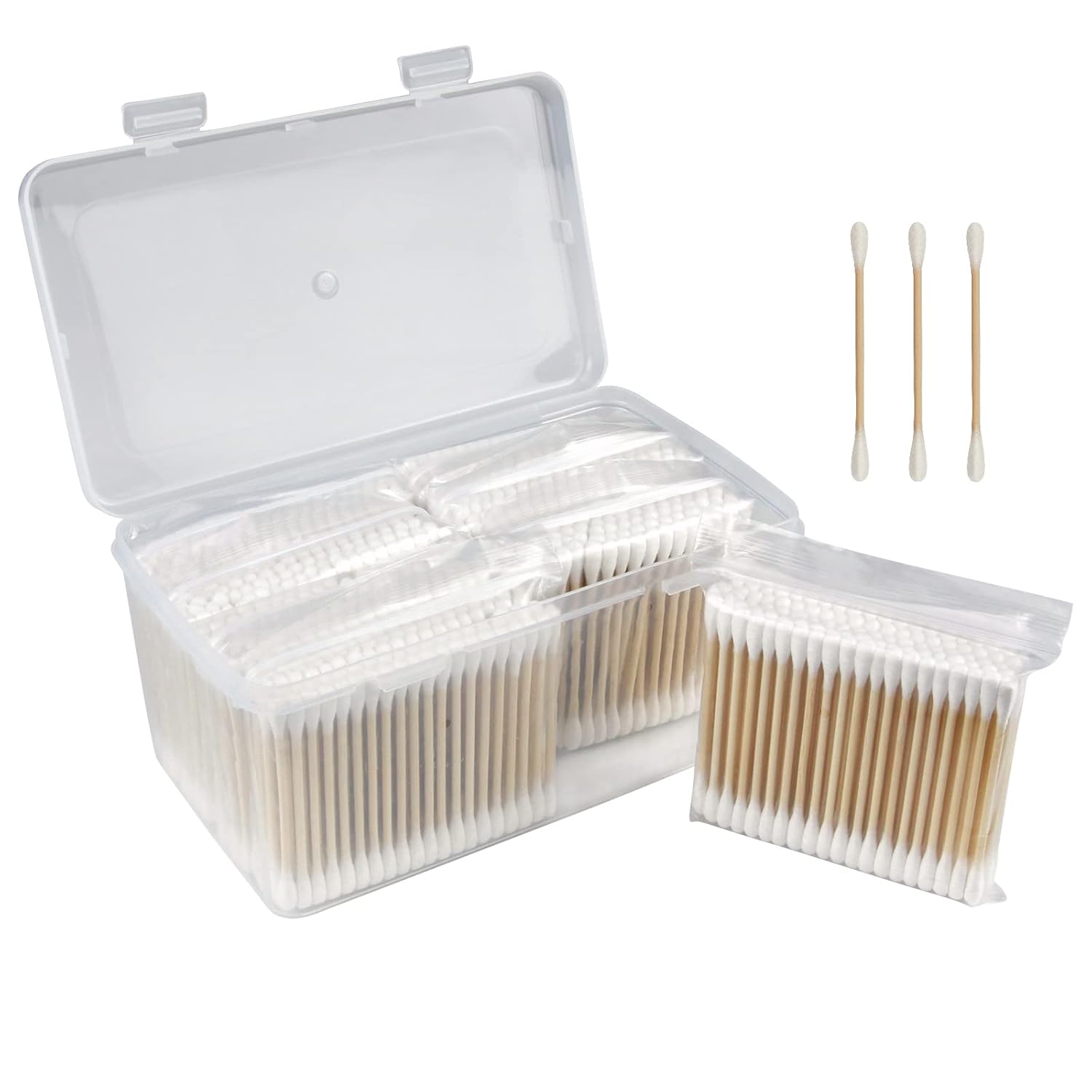 800 Count Bamboo Cotton Swabs - Natural Organic Cotton Buds with Double Tips, Hypoallergenic, Biodegradable Swabs for Ear Cleaning, Beauty & Personal Care, Makeup, Pet Care, Crafts