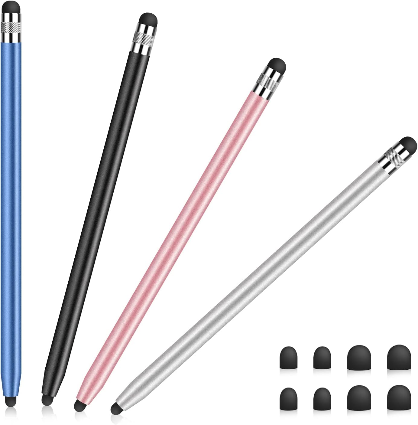 Mixoo Stylus Pens for Touch Screens, 4-Pack Sensitivity and Capacitive Stylus 2 in 1 Tablet Touch Screen Pen with 8 Extra Spare Tips for iPad Pro/iPhone/Samsung Galaxy and All Universal Touch Devices