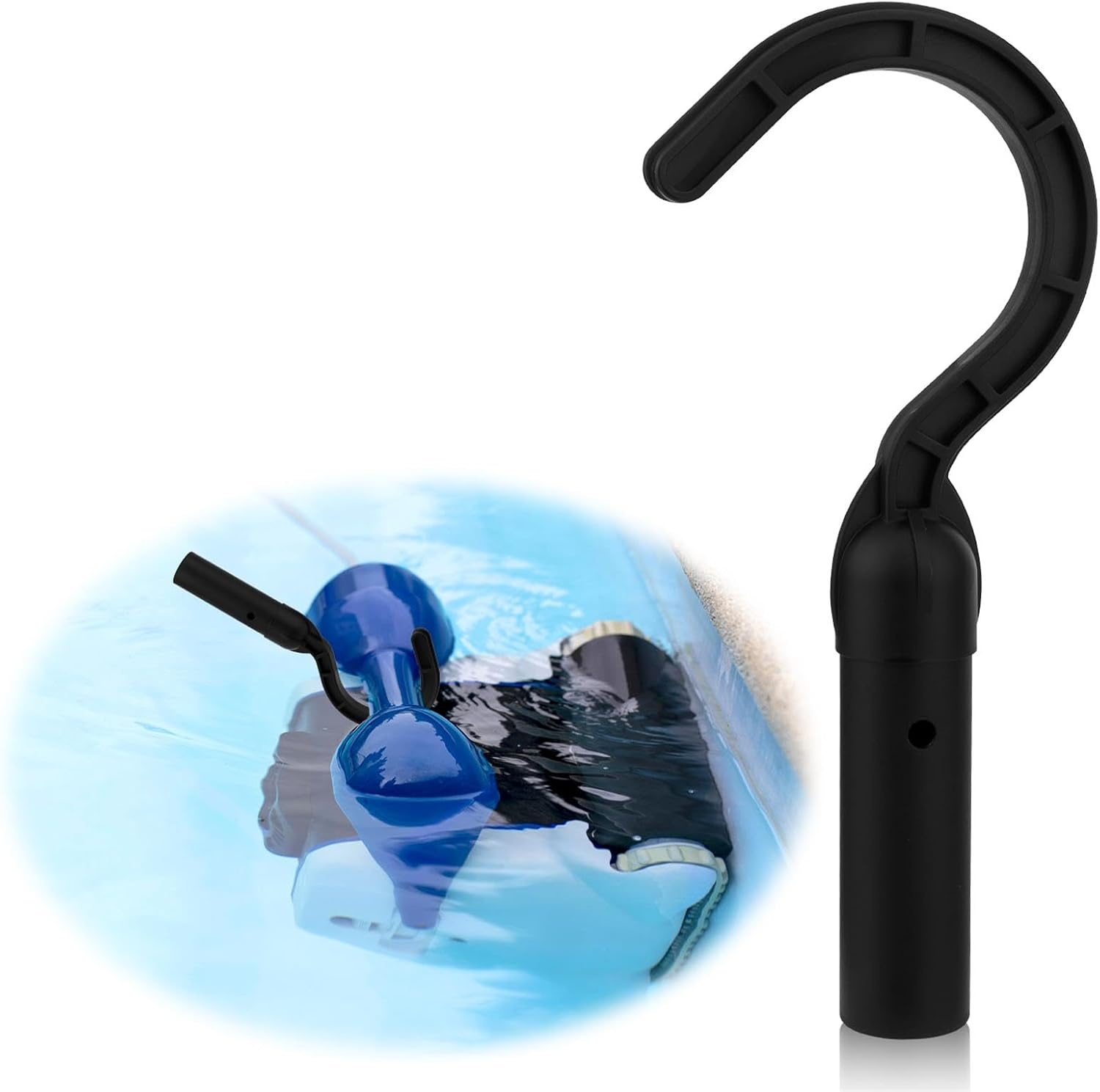 Hook for Robotic Pool Cleaner, Pool Robot Hook Pool Hooks for Poles Pool Robot Pool Vacuum Hook for Cordless Pool Cleaner Robot, Pool Accessories Hooks Part Attaches to Telescopic Poles (Black)