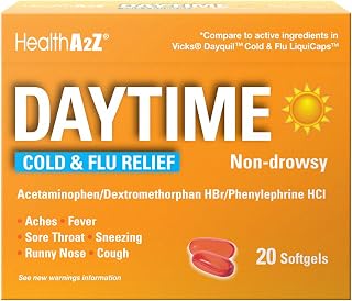 HealthA2Z® Daytime | Cold & Flu Medicine | Powerful Multi-Symptom Daytime(20 Softgels) (Daytime Cold & Flu Medicine (20 Count Pack of 1))