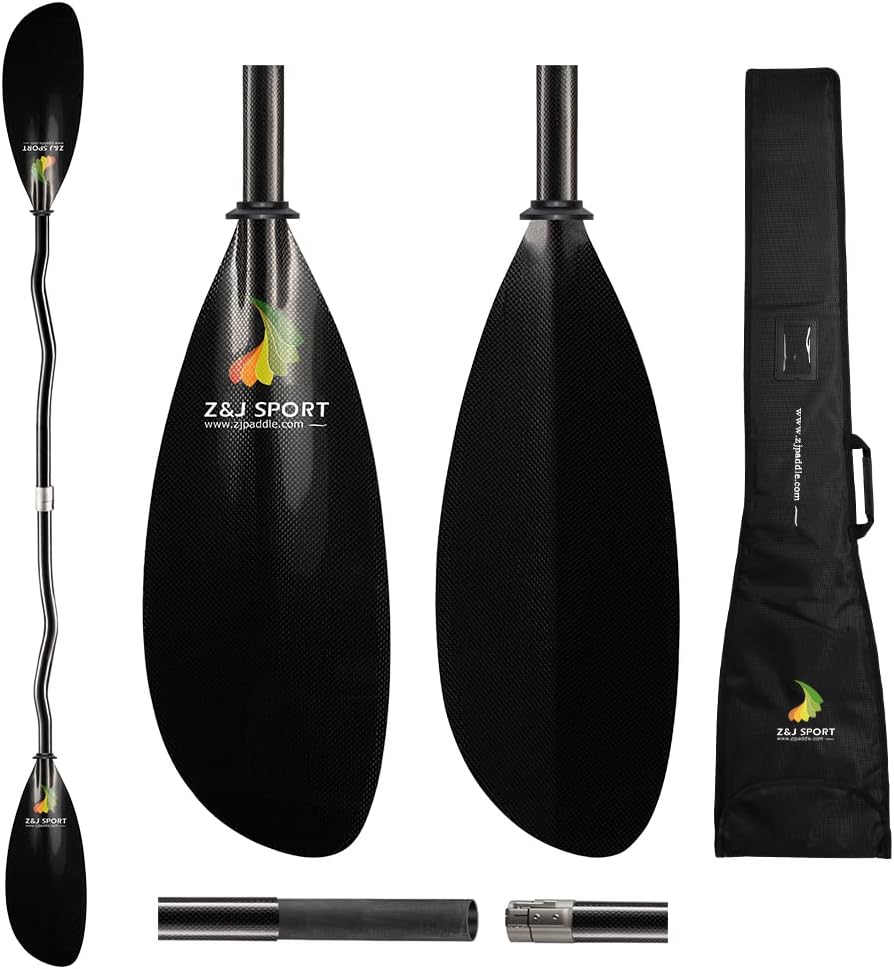 Z&J SPORT Sea Kayak Paddle Full Carbon with Paddle Bag, Adjustable Recreational Touring Kayak Paddle for Dynamic Kayaking in Ocean, River, Lake (SK-I)