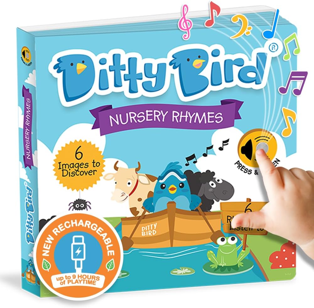 Ditty Bird Musical Books for Toddlers | Interactive Nursery Rhymes Book with Sound – Old Macdonald’s Farm & More Songs | Fun Baby Book for 1-3 Year Olds | Sturdy Sound Book for Toddlers