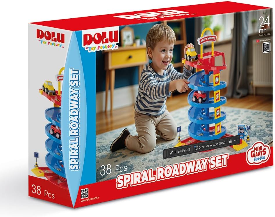 DOLU Children's Toy Garage Play Street Play Track 38 Pieces