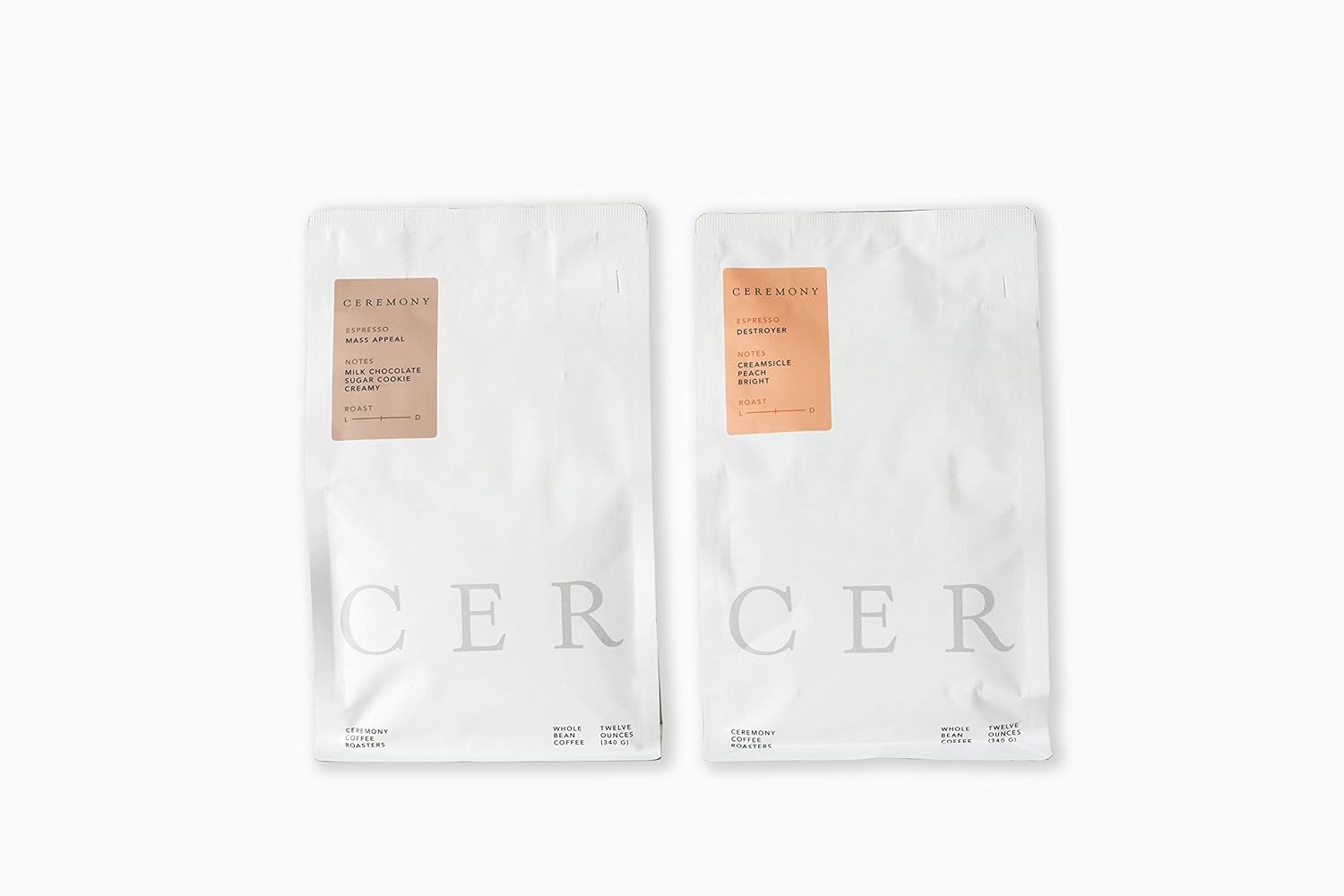 Ceremony Coffee Roasters - Espresso Variety Pack - Specialty Whole Bean Coffee Mass Appeal & Destroyer Espresso Blends- 2x12oz Bags (Whole Bean)