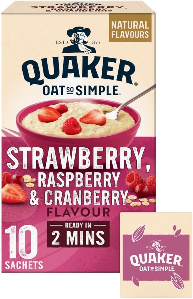 Quaker Oat So Simple Strawberry and Raspberry Porridge, 10 x sachets