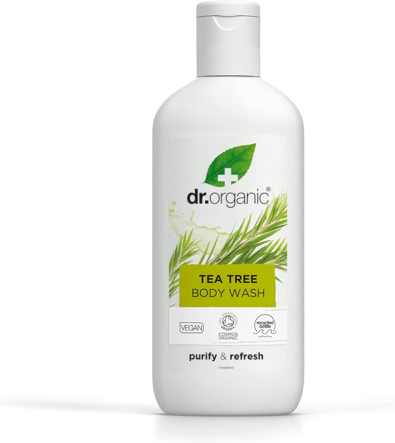 Dr Organic Tea Tree Body Wash, Shower Gel, Natural, Vegan, Cruelty-Free, Paraben & SLS-Free, Recyclable & Recycled Ocean Bound Plastic, Certified Organic, 250ml, Packaging may vary