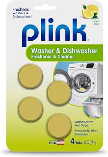 Plink-9024 Summit Brands Washer and Dishwasher Freshener Cleaner, 4 Tabs, Yellow, 1 Count (Pack of 4)