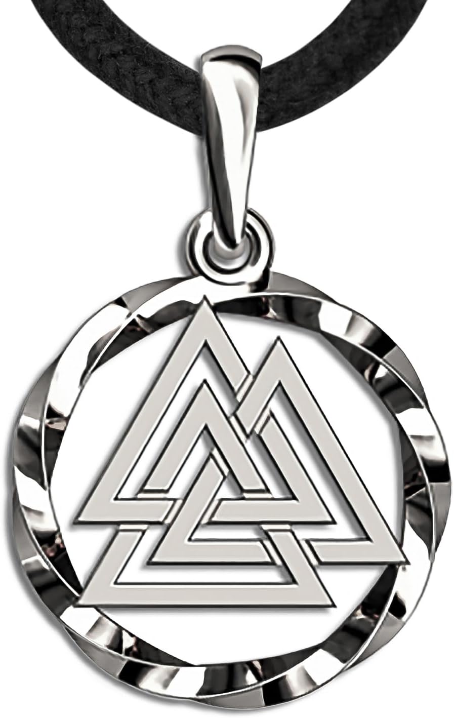 925 Sterling Silver Valknut Viking Necklace - Norse Mythology Odin Amulet - Three Triangles Pendant Chain 20" - Celtic Nordic Viking Jewelry Gift for Men and Women - Handmade
