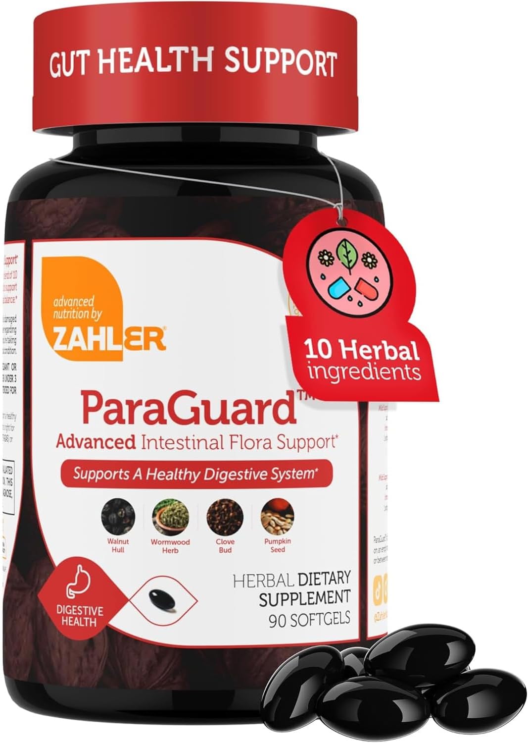Zahler ParaGuard - Intestinal Health Support for Busy Adults - Contains Wormwood & Clove for Digestive Balance Support - Kosher, Gluten-Free, Non-GMO & Vegetarian Friendly - 90 Softgels