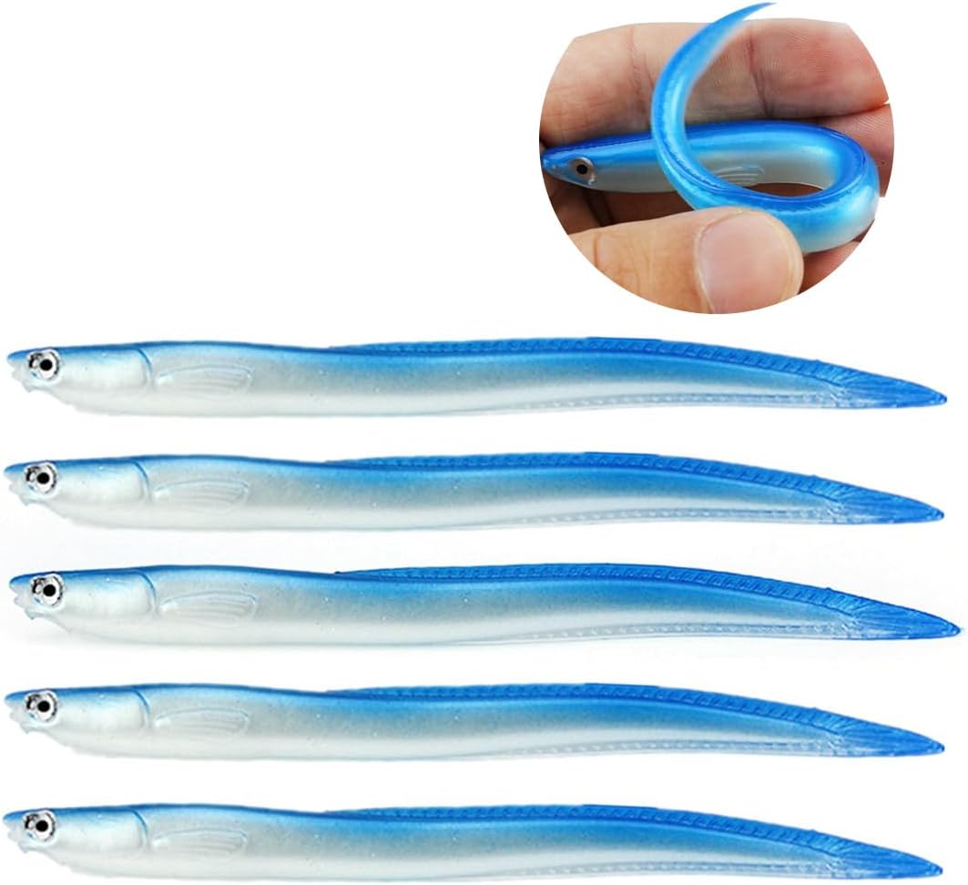 OriGlam Fishing Lures, Soft Fishing Lures Bionic EeL, Artificial Bait Fishing Baits Eel Fishing Lures for Bass Pike Trout Perch, Fishing Tackle for Saltwater Freshwater