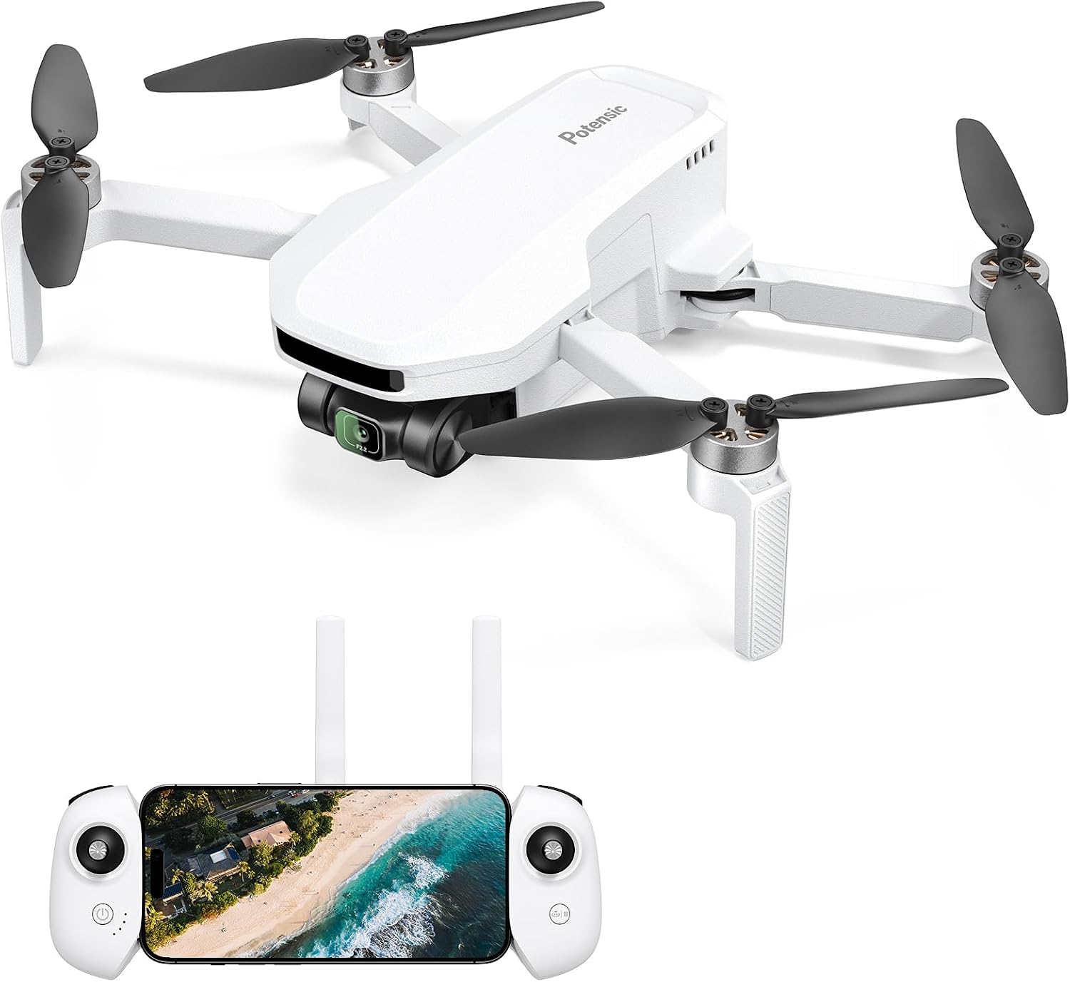 Potensic ATOM LT GPS Drone Under 249g, 40 Mins Long Flight, EIS 2.5K Camera, 4KM FPV Transmission, Brushless Motor, Precise Auto Return, SurgeFly, Entry Level Foldable Drone for Adults Beginner, White