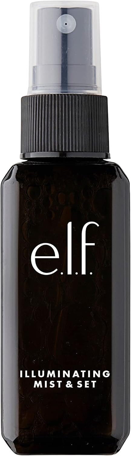 e.l.f. Illuminating Mist & Set Spray, Refreshing, hydrating, Sets Makeup and Achieves a Glowy Look, 60ml, Infused with green tea, and vitamins A, B and C