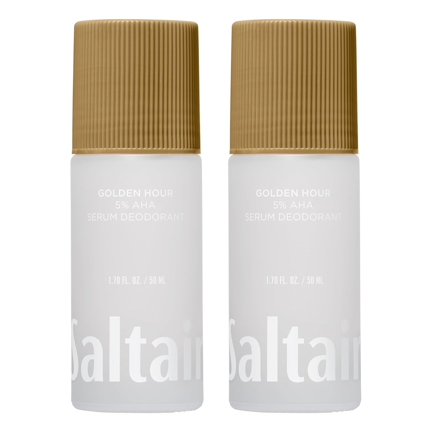 Saltair Serum Deodorant 2 Pack – 5% AHA – Aluminum-Free Odor Control for Women & Men – Mandelic Acid Deodorant with Lactic Acid – Golden Hour Scent – 2x 1.7oz Travel Roll On