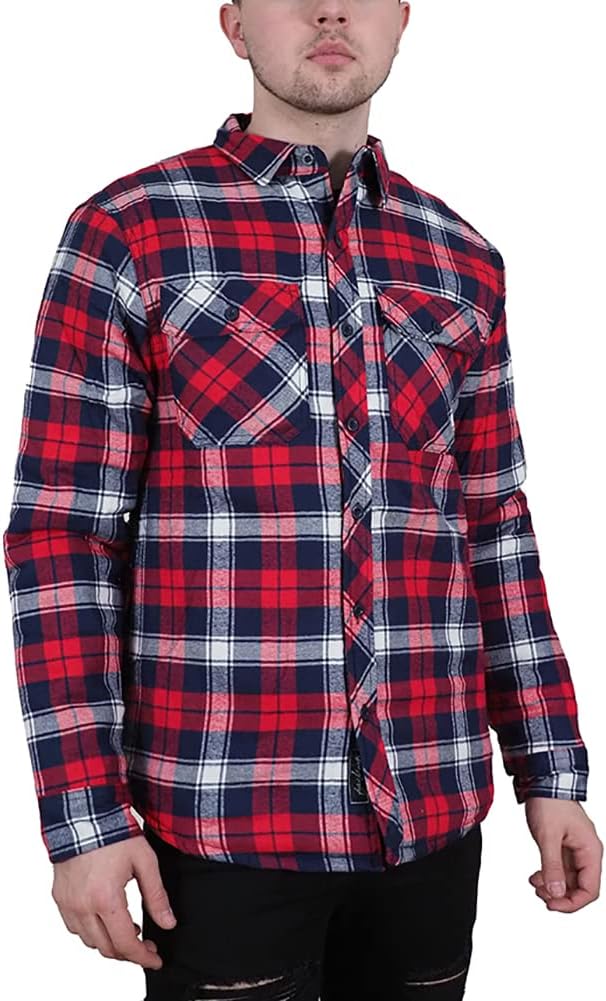 Mens Padded Quilted Fleece Lined Shirt Lumberjack Jacket Flannel Warm Work