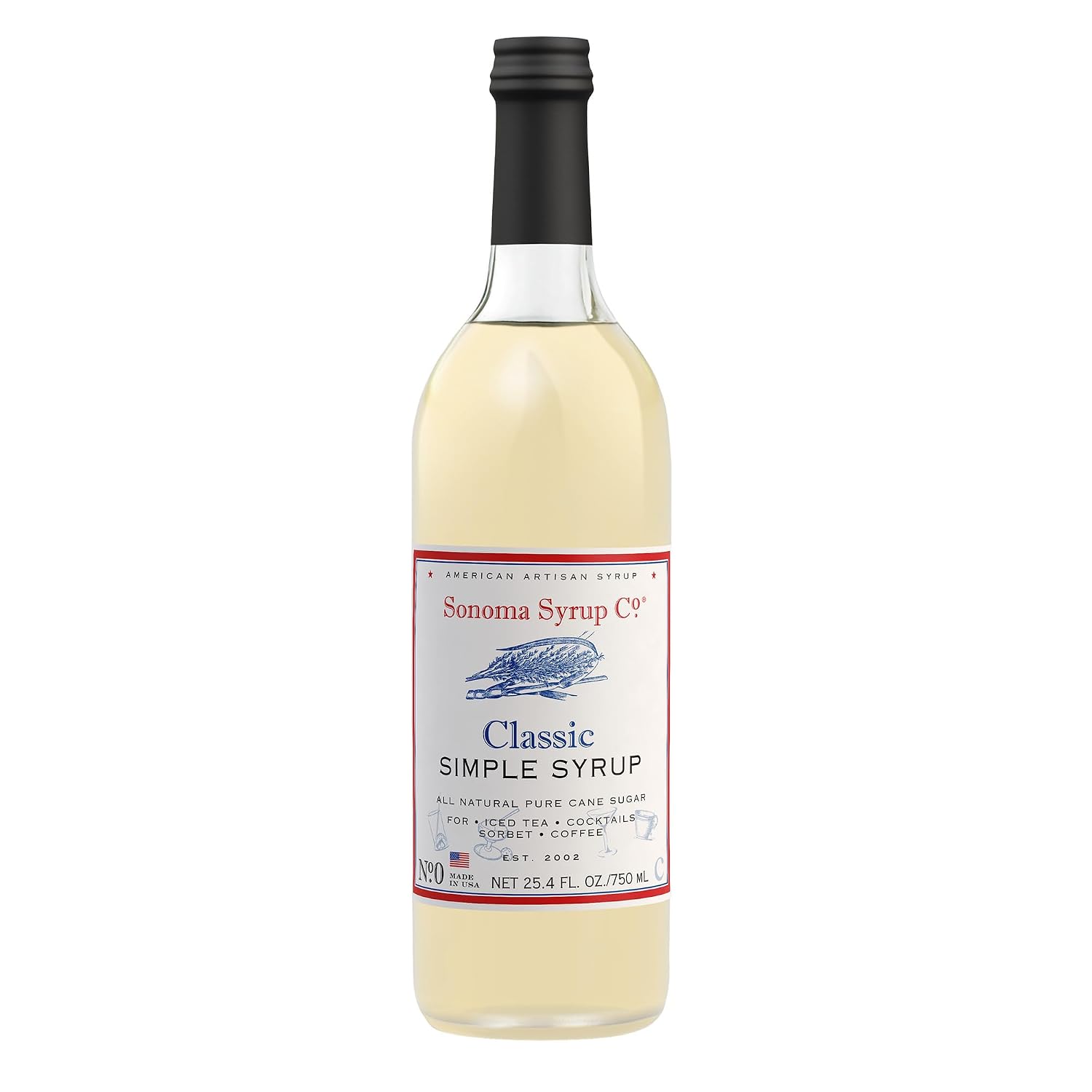 Sonoma Syrup Co. Classic Simple Syrup 25.4 fl oz | for Coffee, Cocktails, and Cooking | Hand Crafted in the USA