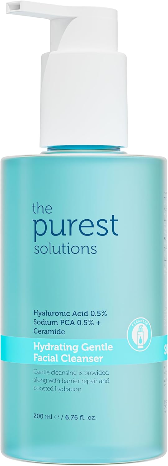 The Purest Solutions Hydrating Gentle Facial Cleanser (0.5% Hyaluronic Acid & 0.5% Sodium PCA Ceramide) - Exfoliating Salicylic Acid Cleanser for All Skin Types - Vegan | Cruelty Free (200 ml)