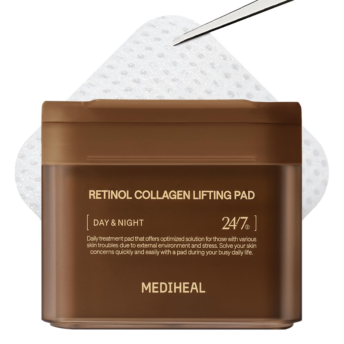 MEDIHEAL Toner Pads - Retinol Collagen Lifting Pad (100 counts) for Skin Rejuvenation & Firming - Lifting Pads for Enhancing Skin Texture - Vegan Stretchable Lifting Fabric, Korean Skin Care | with Retinol | Skin Firming, Smooth Skin Texture | Stretchable Pads | Korean Derma Toner Pads