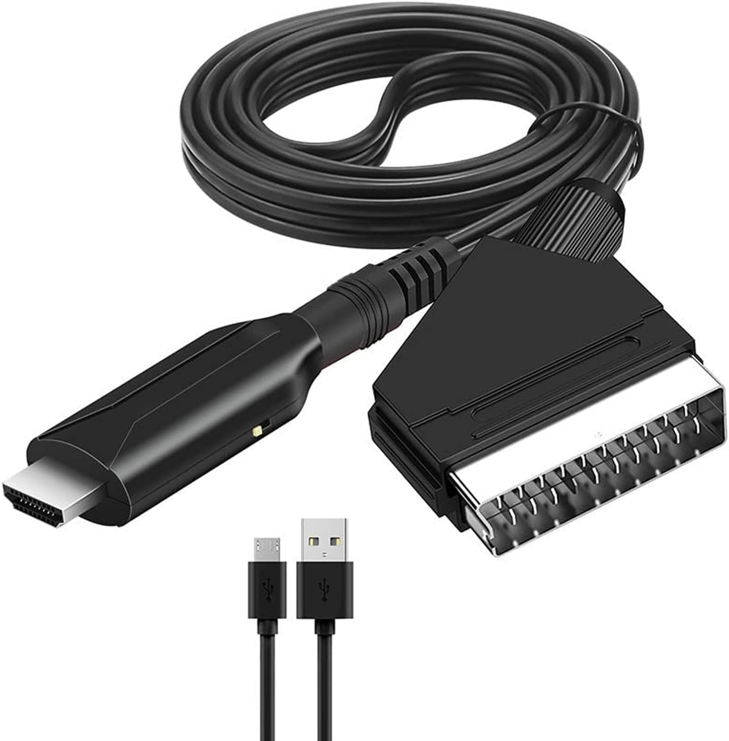 JOYVOX Scart to HDMI Adapter with USB Power Cable - Seamless Video & Audio Conversion, 1080p HDMI Output, Compatible with TV, Plug & Play Converter for Home Entertainment