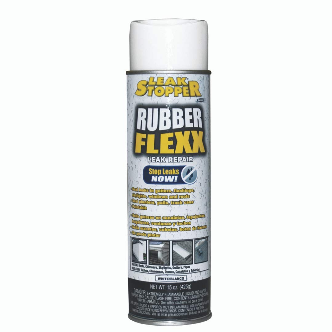 Leak Stopper Rubber Flexx – Waterproof Repair & Sealant Spray - Point & Spray to Seal Cracks, Holes, Leaks, Corrosion & More | White – 1 Bottle 15 Ounces