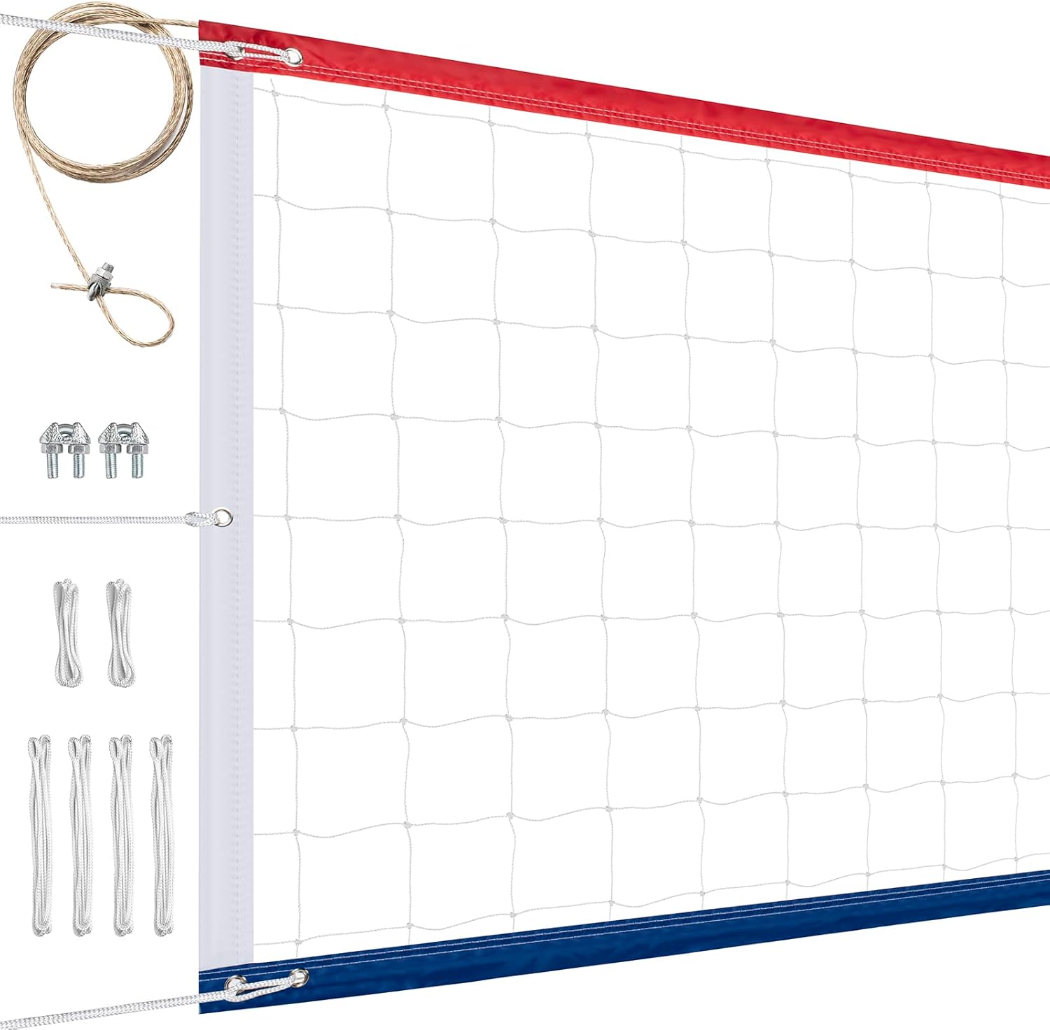 Professional Volleyball Net Outdoor Heavy Duty, Upgraded Weather Resistance, Lengthened Aircraft Steel Cable, Thicker Sides Tapes, for Indoor Outdoor Sports- 32x3FT (Net Only)