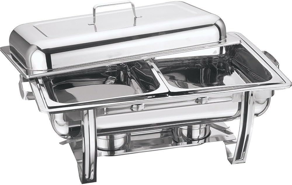 New Stainless Steel Double Chafing Dish Sets with 8.50L Food Pans Fuel Holders for Catering Buffet Warmer Tray Dining
