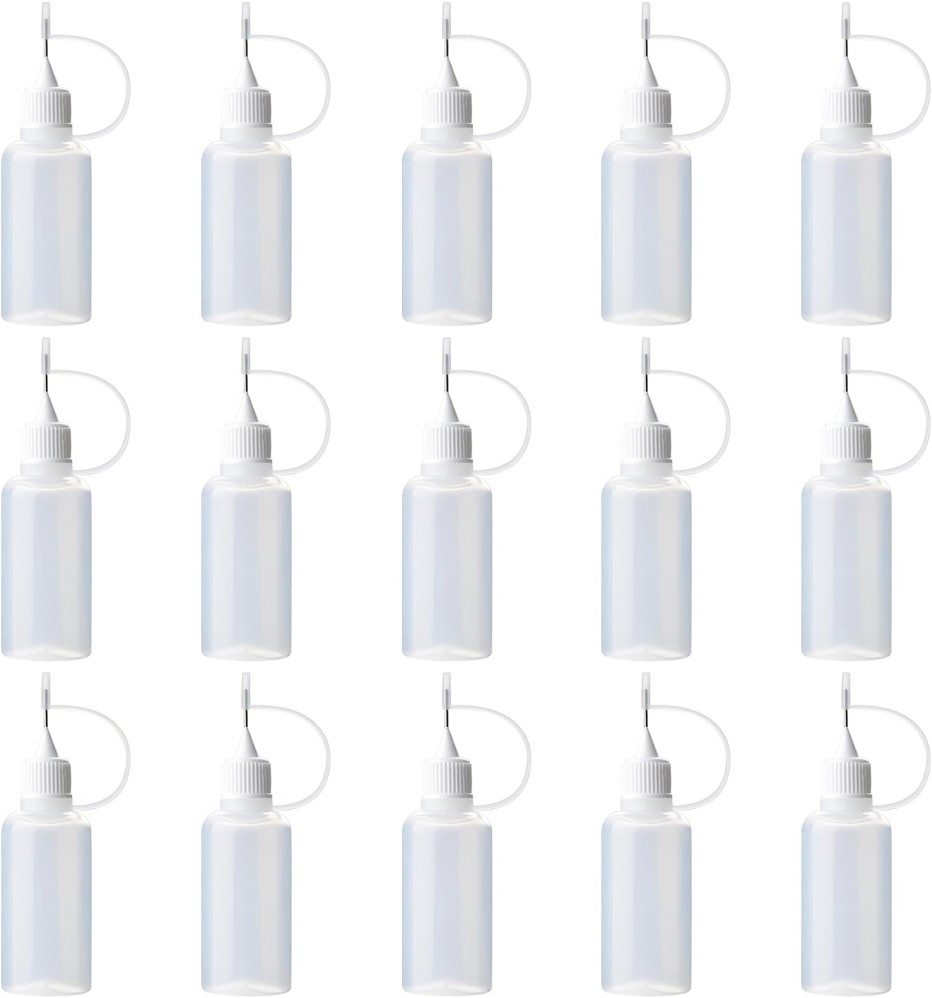 SYEYCW 15 Pcs Precision Tip Applicator Bottles, 10ml Quilling Needle Tip Oiler Bottle, White Glue Shaker, Plastic Liquid Dropper Filling Applicator, for DIY Craft, Acrylic Paint, Small Gluing Projects
