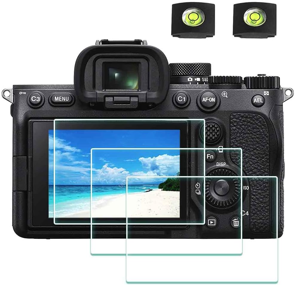 Screen Protector for Sony A7 IV Alpha 7 IV A7IV A7M4 A74 & Hot Shoe Cover [3+2 Pack] Tempered Glass Cover 0.3mm 9H Hardness Anti-Scrach Anti-Bubble