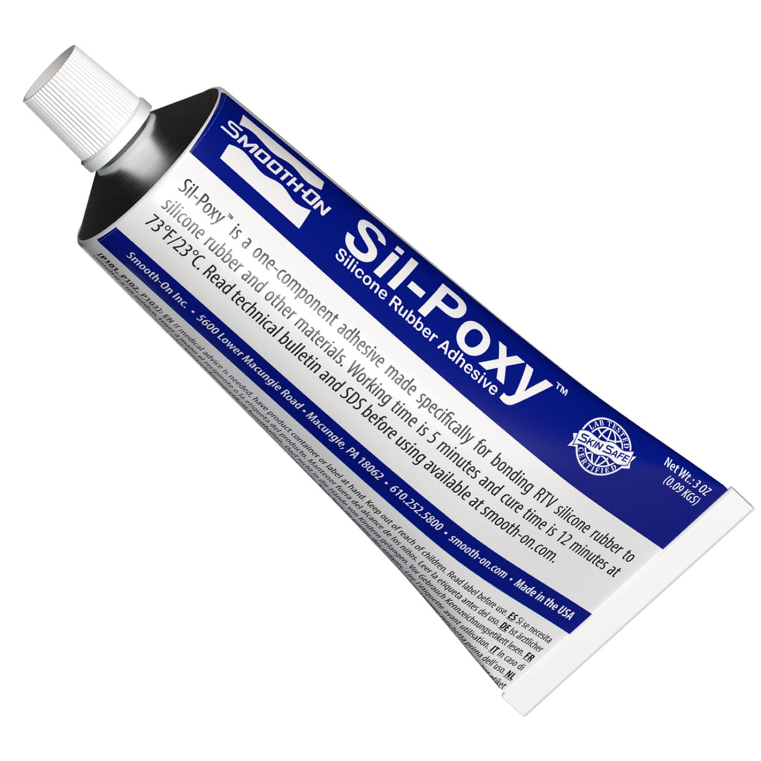 Smooth-On SIL-Poxy™ Rubber Silicone Adhesive, 0.3 oz Tube – Flexible RTV Silicone Glue for Silicone Rubber Repair & Bonding, Strong Waterproof Sealant (Packaging May Vary)
