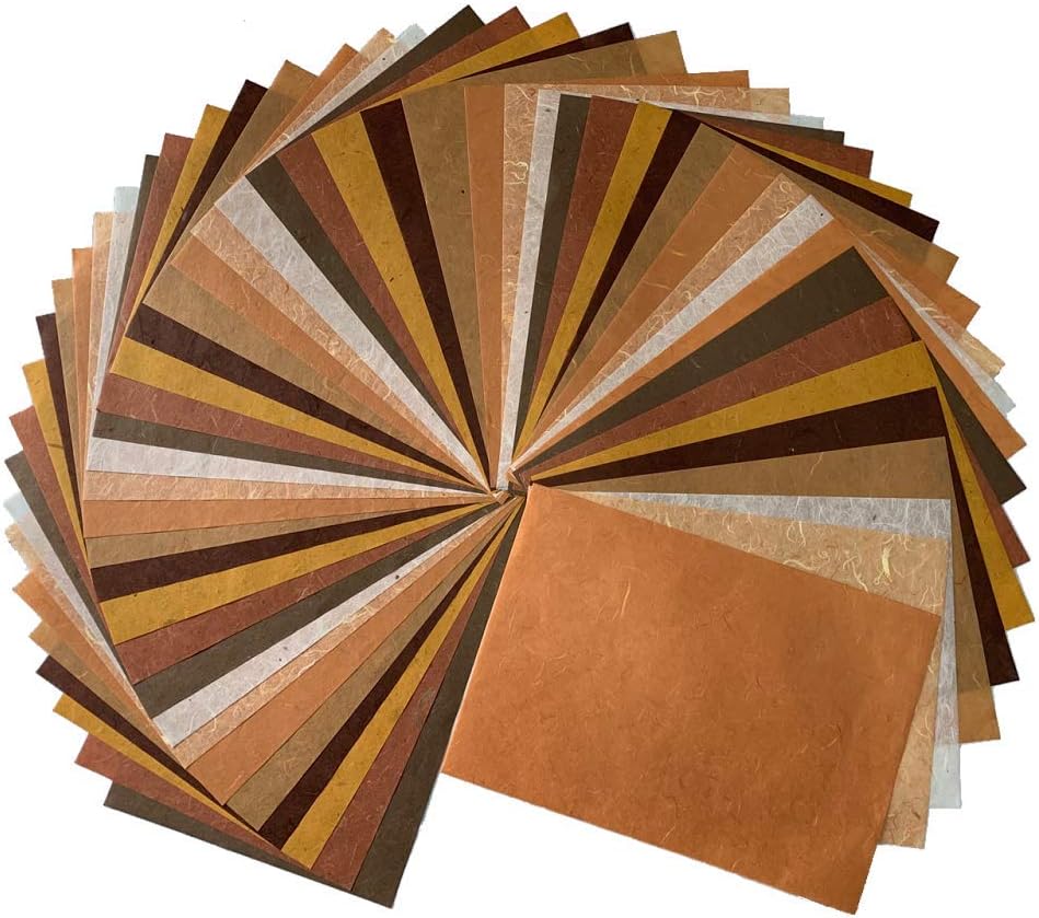 Mixed Brown Mulberry Paper Sheet Design Craft Hand Made Art Tissue Japan Origami Washi