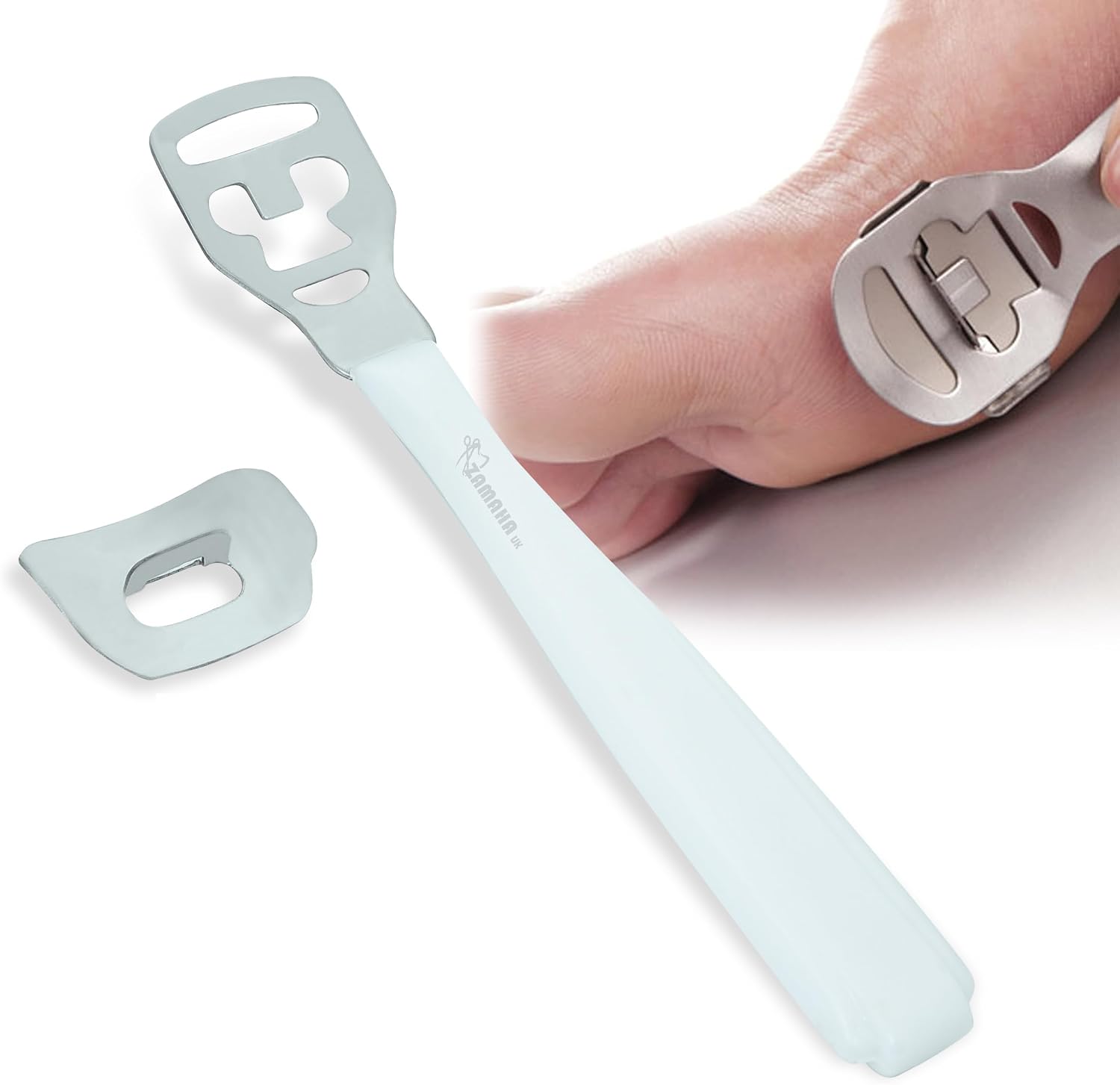 Corn Callus Remover for feet Hard Skin Remover Foot Scraper Calluses, Includes 10 Replacement, Foot and Heel Scrubber Scraper (Plastic Handle)