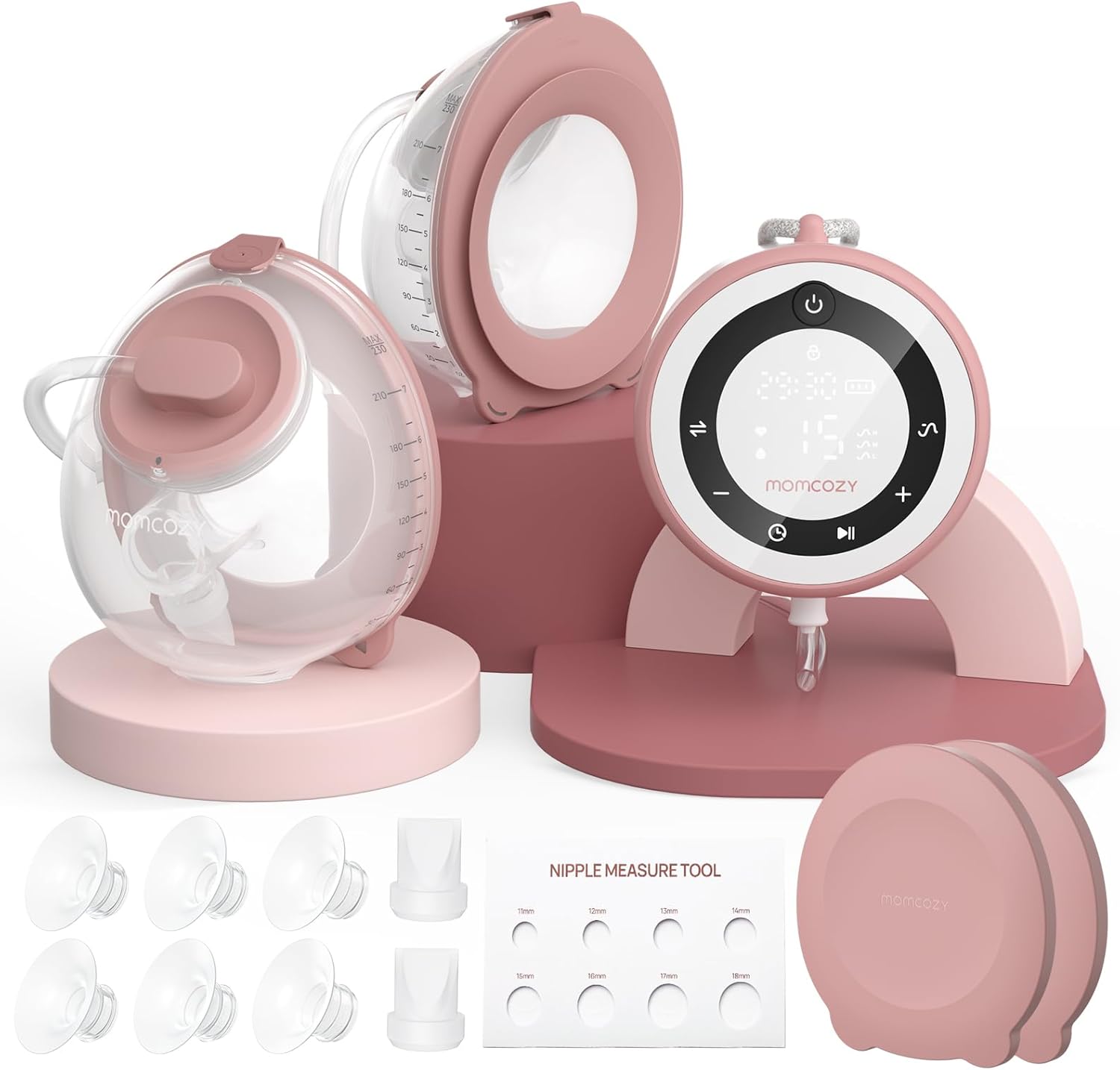 Momcozy Breast Pump V1 Pro Hospital-Grade, Hands-Free & Portable Wearable Pump, Upgraded Electric Pump with 3 Fine-Tuned Rhythms|15 Levels, Come with Leak-Proof DoubleFit Flange, Cozy Red