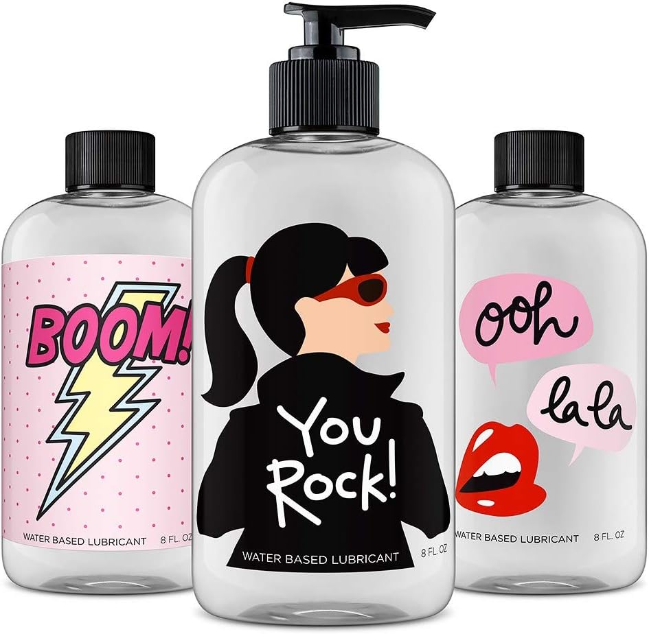 Personal Lubricant. Lulu Lube Natural Water-Based Lubes for Men and Women. (3 x 8oz)